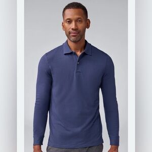 Mack Weldon Deep Blue Long Sleeve Polo Size: Large